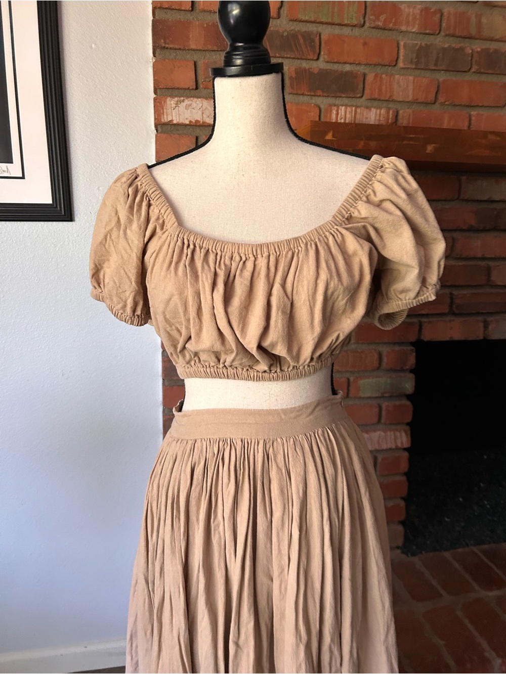 Laude the Label Bubble Top & Midi Skirt Set in Tan Sz S - Picture 3 of 7